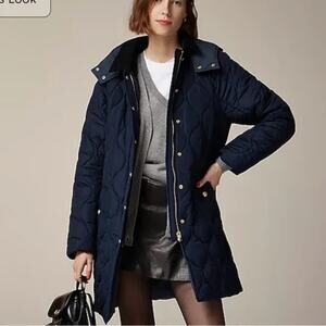 J. Crew Stowe Puffer Quilted Primaloft Parka Coat Jacket Navy Blue XS